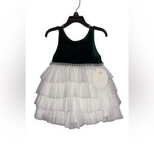 American Princess Green Velvet Sparkling Christmas Dress 24 Months New with Tags